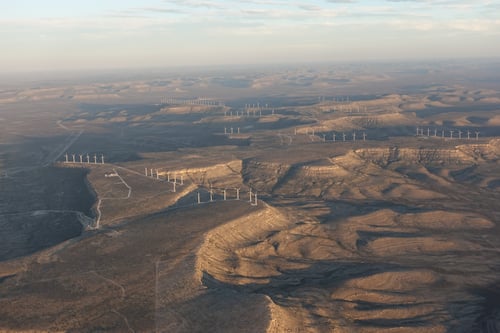 Aerial view of wind farm
